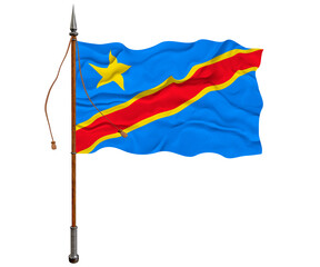 National flag  of Congo Democratic Republic. Background  with flag  of Congo Democratic Republic