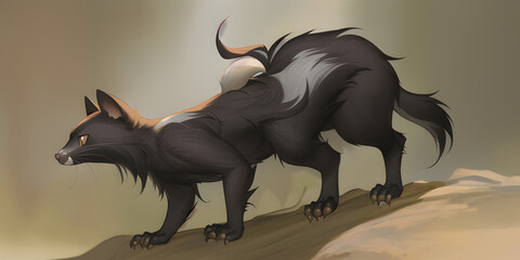 An epic cartoon illustration and digital painting of a Skunk