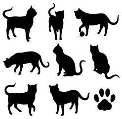 Cat silhouettes. Isolated background vector illustration.