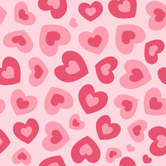 Seamless pattern of simple pink hearts for wrapping paper or fabric. Vector illustration