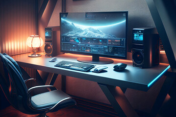 Computer desk design futurist workspace