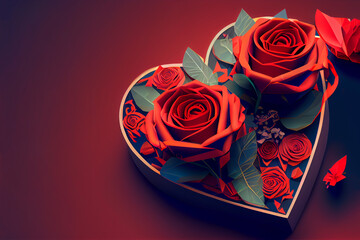 Valentine’s Day Heart & Roses present Illustration Generative AI 1