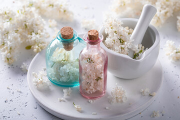 Unique and aromatic treatments with oils. Lilac aromatic oils.