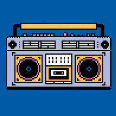 Vintage boombox of the 80s, Retro Cassette Player Stereo system