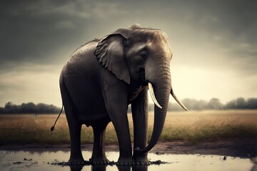 Fototapeta na wymiar Elephant Stock Photo, Wildlife Photography, Generative Ai