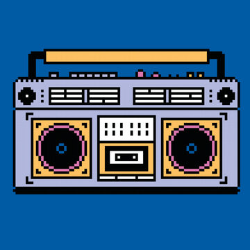 Vintage boombox of the 80s, Retro Cassette Player Stereo system