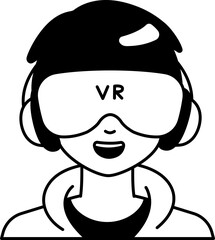 Obraz na płótnie Canvas VR Technology Student User man boy avatar preson social Semi-Solid Black and White Style