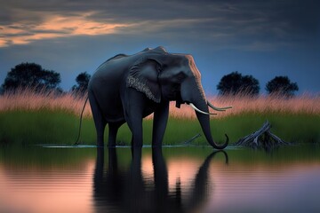 Naklejka na ściany i meble Elephant Stock Photo, Wildlife Photography, Generative Ai