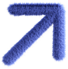 Blue fluffy 3D arrow top right icon