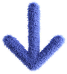 Blue fluffy 3D arrow bottom icon