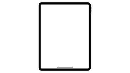 Modern black tablet computer with blank horizontal screen isolated on white background. Vector illustration