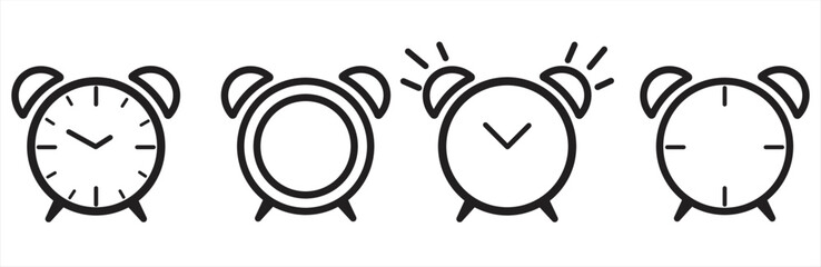 Alarm clock icon set. Alarm clock icon line style. alarm clock icon sign and symbol. Vector illustration.
