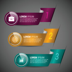 Modern infographic templates colorful curved ribbon style