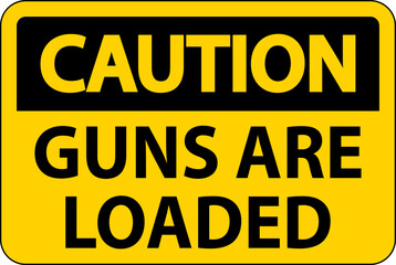 Caution Gun Owner Sign, Guns Are Loaded