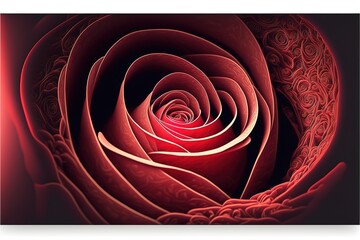Red rose in the shape of a heart valentines day. Generative AI