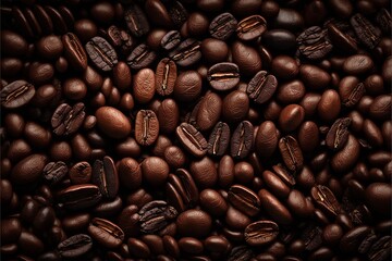 Roasted coffee beans background. Generative AI