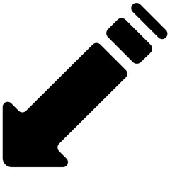 diagonal down left dash black arrow