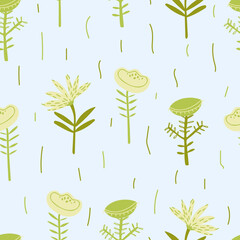 Seamless vector floral blue pattern.