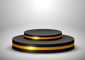 Empty podium or pedestal display scene on white background with cylinder stand, Blank minimal product shelf standing backdrop