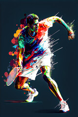 Fototapeta na wymiar Tennis Abstrakt Tennisspieler in Action Tennissport Background Display Hintergrund Poster Cover Generative AI Digital Art Illustration 