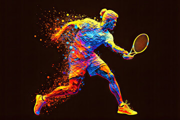 Obraz na płótnie Canvas Tennis Abstrakt Tennisspieler in Action Tennissport Background Display Hintergrund Poster Cover Generative AI Digital Art Illustration 