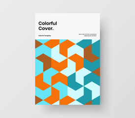 Colorful mosaic tiles company cover template. Simple leaflet vector design concept.