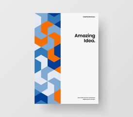 Bright geometric pattern annual report illustration. Multicolored poster vector design layout.