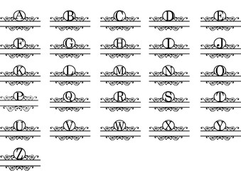 Split Regal Monogram Alphabet Letters ,Bundle,Flourish Alphabet, Split Letter ,Font Designs for Silhouette,A to Z Letters,Fancy Letters  Split Monogram ,Family Name Frame A-Z  