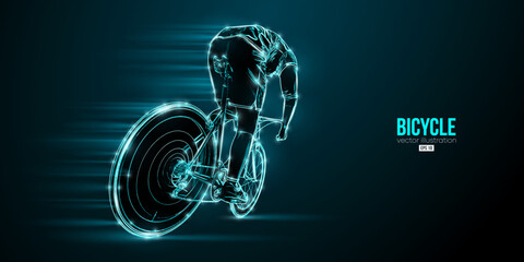 Abstract silhouette of a road bike racer, man is riding on sport bicycle isolated on black background. Cycling sport transport. Vector illustration