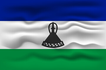 Waving flag of the country Lesotho. Vector illustration.