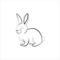 Fototapeta na wymiar Continuous line drawing of a rabbit. bunny concept in one line. artwork of a rabbit in single line. the year of the rabbit