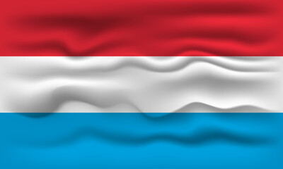Waving flag of the country Luxembourg. Vector illustration.