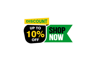 10 Percent SHOP NOW offer, clearance, promotion banner layout with sticker style. 