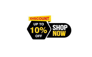 10 Percent SHOP NOW offer, clearance, promotion banner layout with sticker style. 