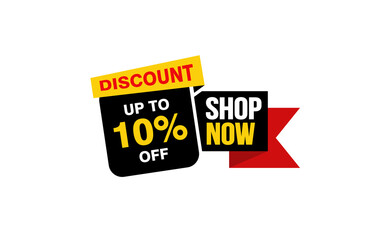 10 Percent SHOP NOW offer, clearance, promotion banner layout with sticker style. 