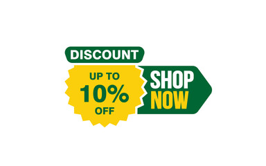 10 Percent SHOP NOW offer, clearance, promotion banner layout with sticker style. 