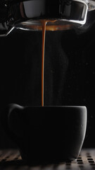 shot pull espresso shot with bottomless portafilter on a professional coffee machine