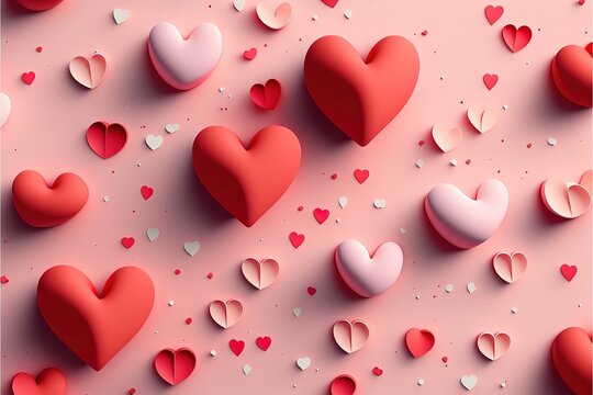 Valentines Day Background Design with Heart Stickers. Generative AI