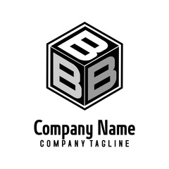 Template  Cube  company logo by initial Letter  of Alfabetical  in Black and white colour