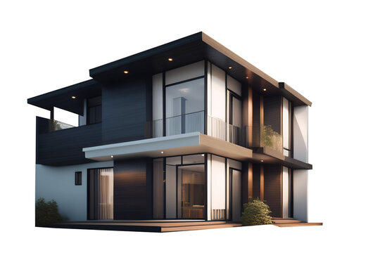 Real Estate Building. Modern House. Photographic Image with Transparent background