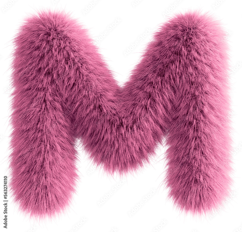 Wall mural Pink 3D Fluffy Letter M