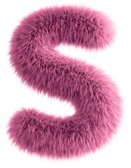 Pink 3D Fluffy Letter S