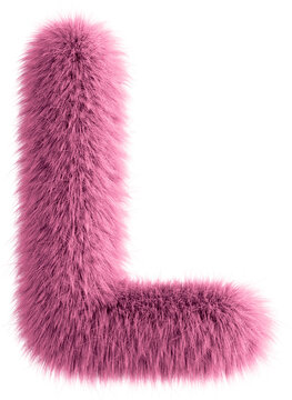 Pink 3D Fluffy Letter L