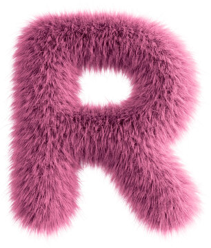 Pink 3D Fluffy Letter R