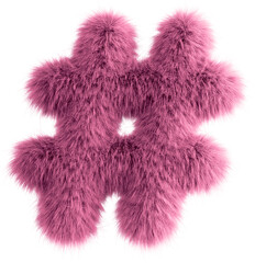 Pink 3D Fluffy Symbol Hash - obrazy, fototapety, plakaty