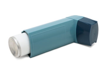 Aplicador plástico spray, usado para inalação por via oral de um medicamento de controle e prevenção de asma, bronquite crônica e enfisema.	