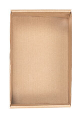 Open сardboard boxes for gifts or package isolated on white background. Corrugated cardboard paper carton cargo container close up. parcels