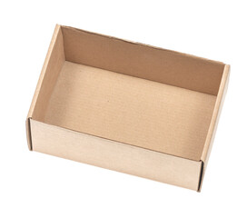 Open сardboard boxes for gifts or package isolated on white background. Corrugated cardboard paper carton cargo container close up. parcels