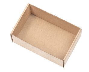 Open сardboard boxes for gifts or package isolated on white background. Corrugated cardboard paper carton cargo container close up. parcels