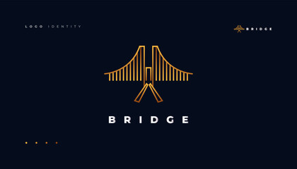 Golden bridge or gate logo design with luxury concept